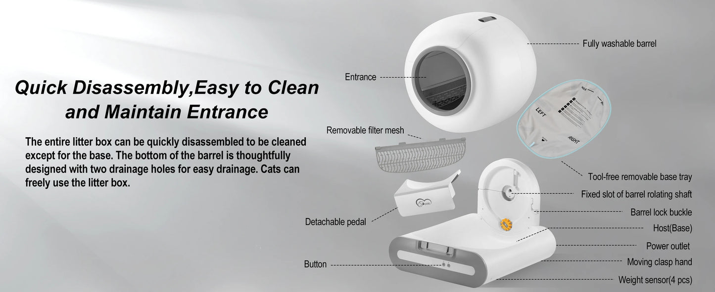 DOEL 2026 New Upgrade 65L Large Capacity Self-Cleaning Cat Litter Box Smart Automatic Cat Toilet, App Remote Control, Only Supports 2.4G WiFi, Suitable for Tofu Litter & Mixed Cat Litter, Ideal for Multi-Cat Homes