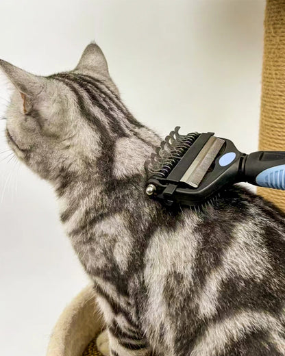 3 in 1 Pet Grooming Hair Brush Dog Deshedding Remover Double Sided Shedding Comb with Stainless Steel Teeth Fur Knot Cutter