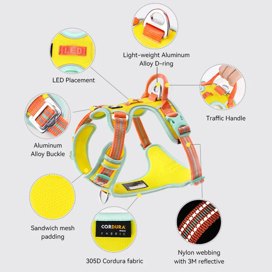 No Pull Dog Harness — Breathable, Reflective, Adjustable, Night Walking, All Breeds, Training Vest For Dogs