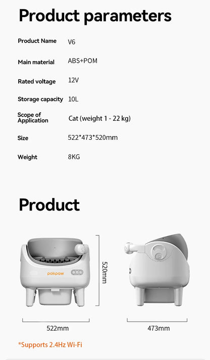 Pokpaw CL22 Automatic Cat Litter Box with Spray Dust-proof and Deodorization Low Noise Dual Radar Infrared Anti Entrainment