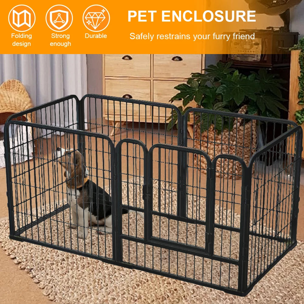 6-Panel Pet Playpen Foldable Dog Fence Cage Anti-Escape Dog Exercise Fence Heavy Duty Puppy Kennel for Small Medium Pet Exercise