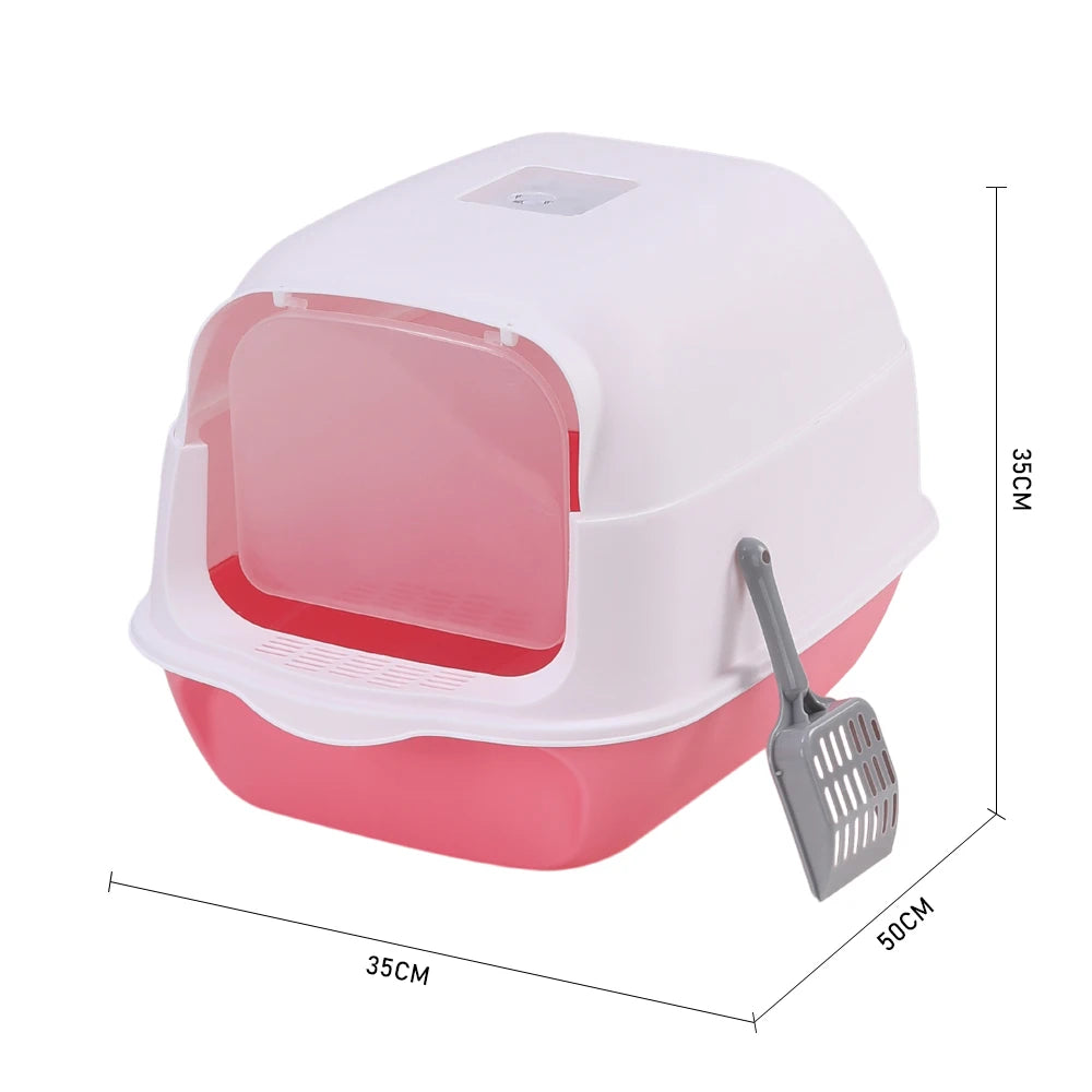 Voltsify Detachable Cat Litter Box with 180° Flip-Top & Scoop & Deodorant, 35cm W X 50 cm D X 35 cm H