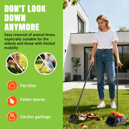 Adjustable Long Handled Pooper Scooper, Swivel Bin & Rake Kit, Portable Dog Cat Poop Picker Upper with 35 Waste Bags for Lawn