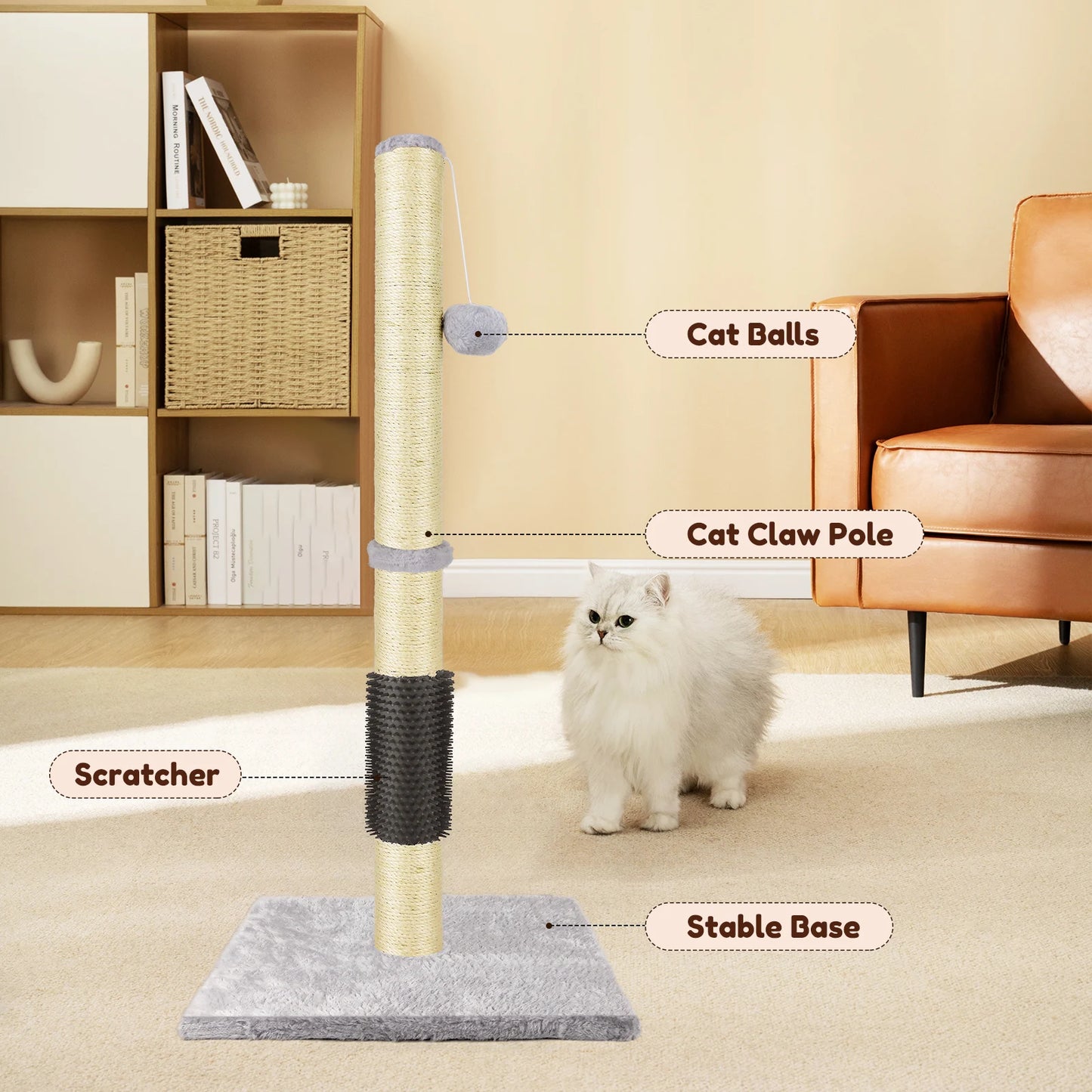 Multi-level cat climbing tower, 40/80/150 cm cat tree and climbing tower, featuring scratching panels, a felt cave and a resting area; indoor/outdoor activity centre for cats