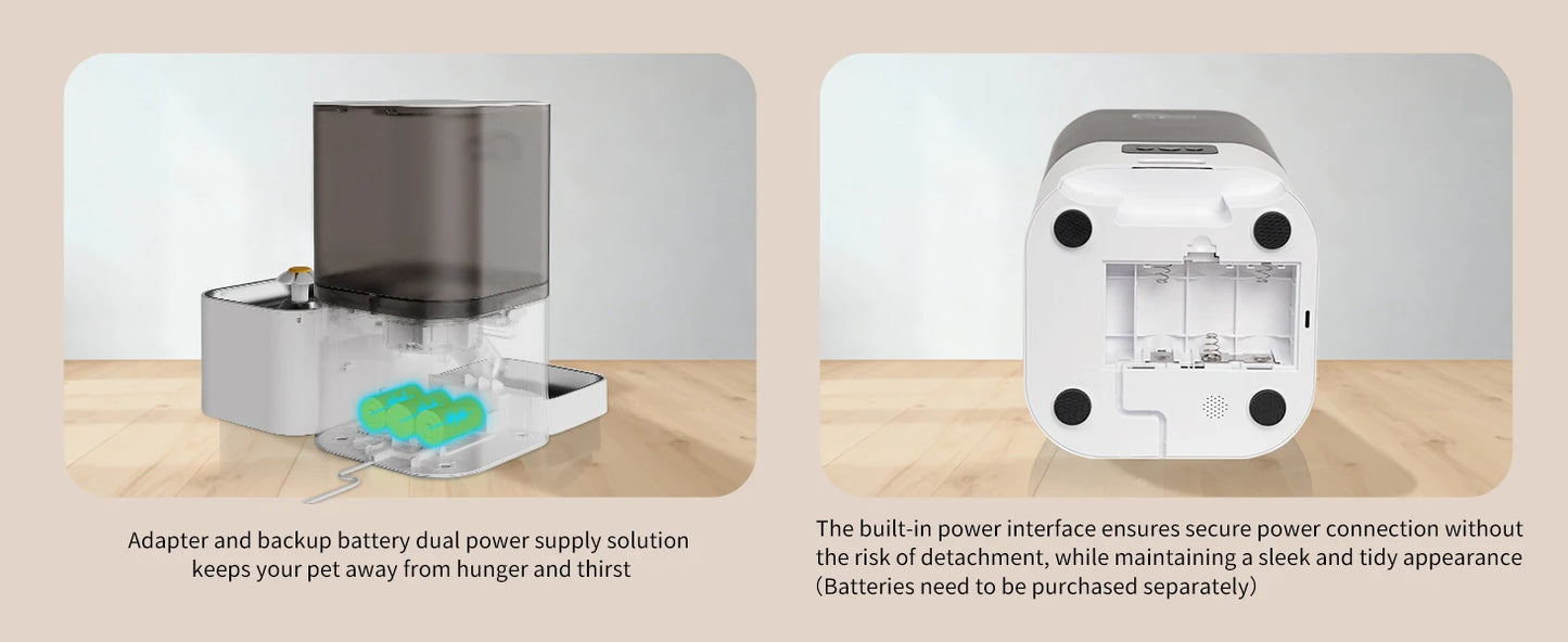 DOEL 2-in-1 Smart Cat Feeder 6L Dry Feeder & 2.5L Cat Water Fountain w/ App Control Timed Feeding For Small Dogs Food Dispenser