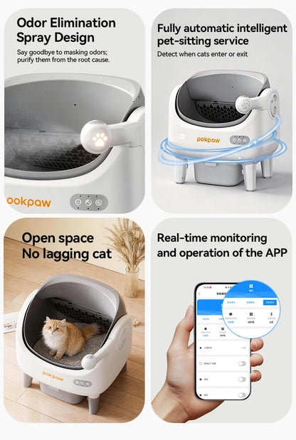 Pokpaw CL22 Automatic Cat Litter Box with Spray Dust-proof and Deodorization Low Noise Dual Radar Infrared Anti Entrainment