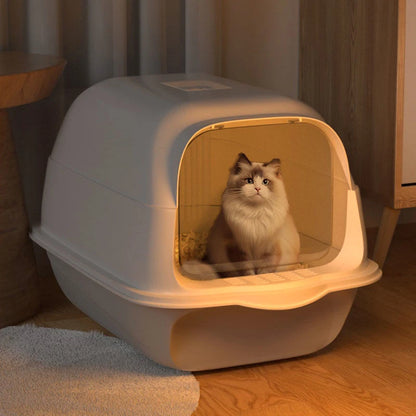 Voltsify Detachable Cat Litter Box with 180° Flip-Top & Scoop & Deodorant, 35cm W X 50 cm D X 35 cm H