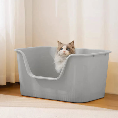 Voltsify Open Top Cat Litter Box with Scoop Low-Entry High-Sided Spacious Design for Multi-Cat Homes