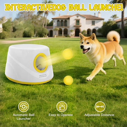 Next-Gen Automatic Dog Ball Launcher, Interactive Dog Tennis Ball Thrower With 5 ETPU Balls-Non-Toxic, Interactive Dog Toy