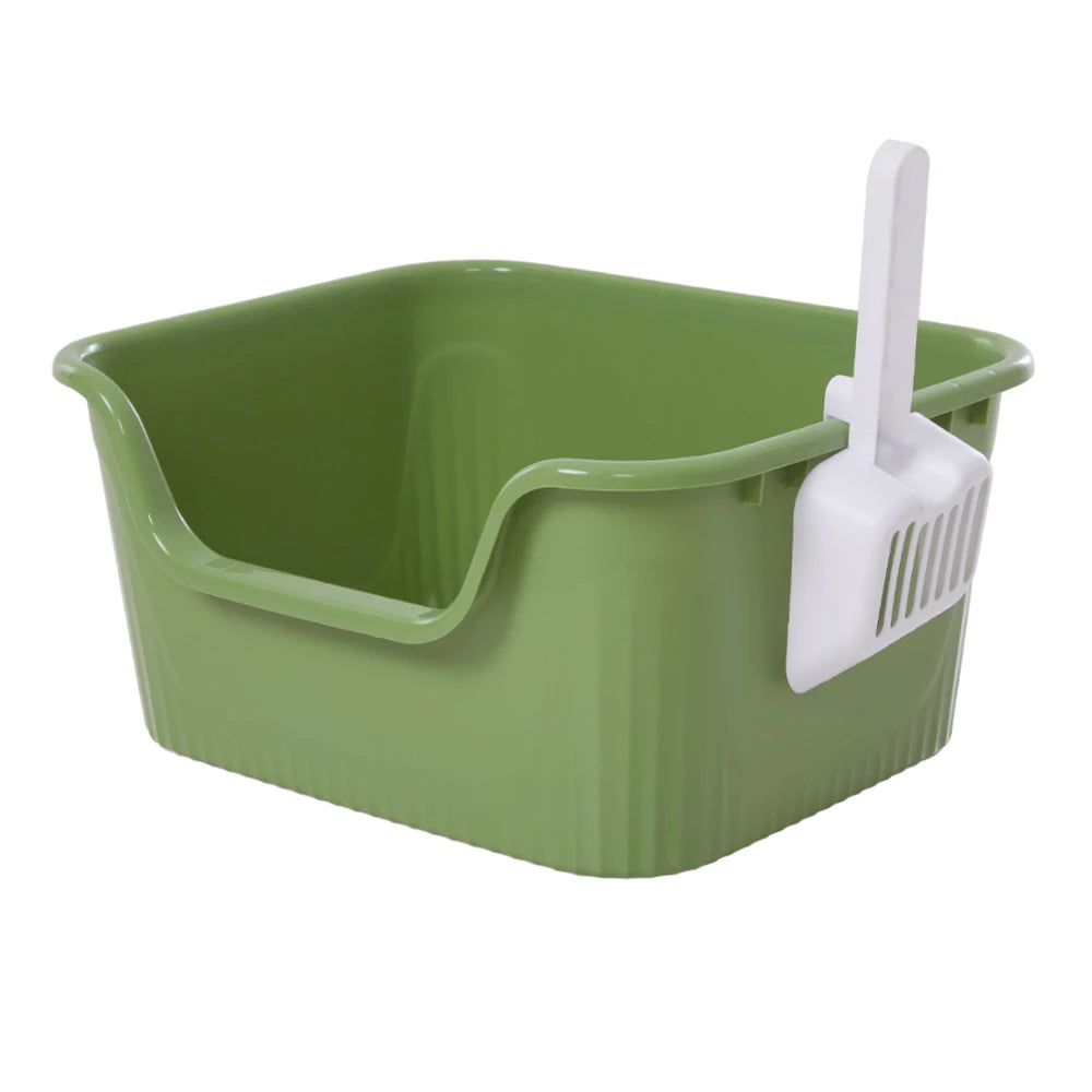 Voltsify Open Top Cat Litter Box with Scoop Low-Entry High-Sided Spacious Design for Multi-Cat Homes