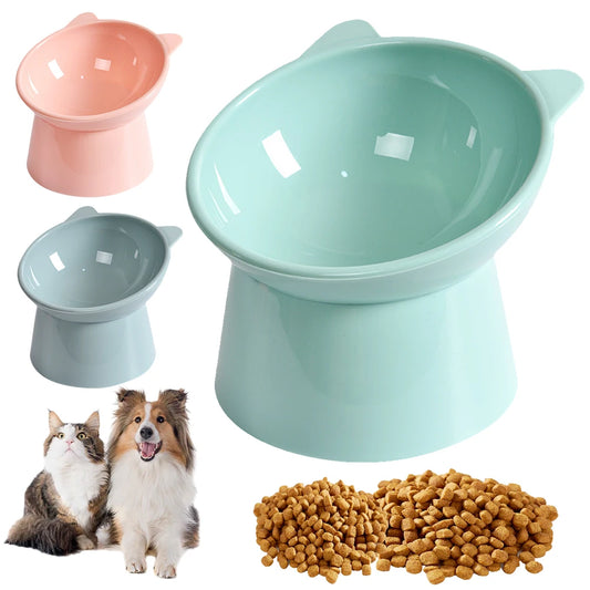 Tilted Anti Vomit Cat Bowl — Ergonomic, Raised Design, Flat Face Cat