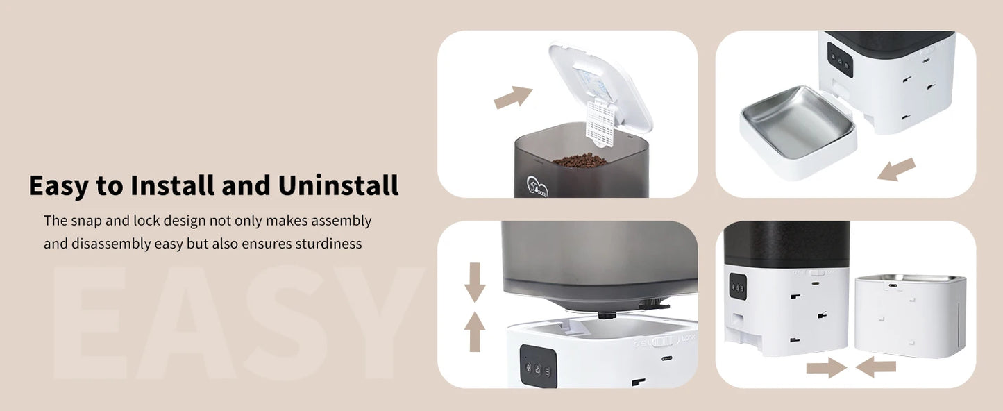 DOEL 2-in-1 Smart Cat Feeder 6L Dry Feeder & 2.5L Cat Water Fountain w/ App Control Timed Feeding For Small Dogs Food Dispenser