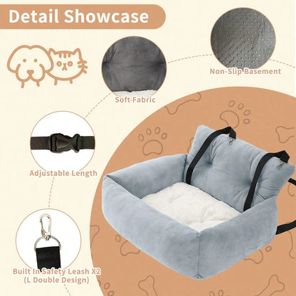 Pet Booster Seat Travel Bed, Car Seats for Car & Home, Warm Plush, Soft & Comfortable, for Pets Puppies Cats Front or Back Seat