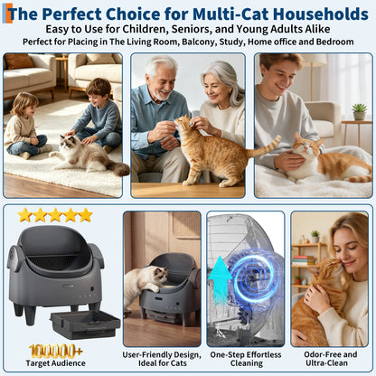 HAUSPROFI Smart Self Cleaning Litter Box Large Capacity,10.5L,Cat Toilet Supplies with Odor Control App Control for Large Cat Multiple Cat