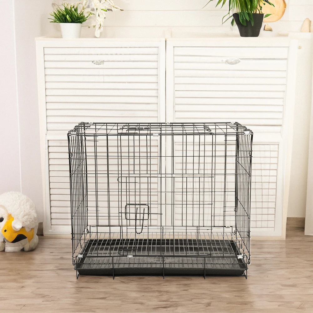 Voltsify Wire Dog Crate with 2 Doors and Tray for Small and Medium-sized Dogs, Cats and Rabbits