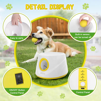 Next-Gen Automatic Dog Ball Launcher, Interactive Dog Tennis Ball Thrower With 5 ETPU Balls-Non-Toxic, Interactive Dog Toy