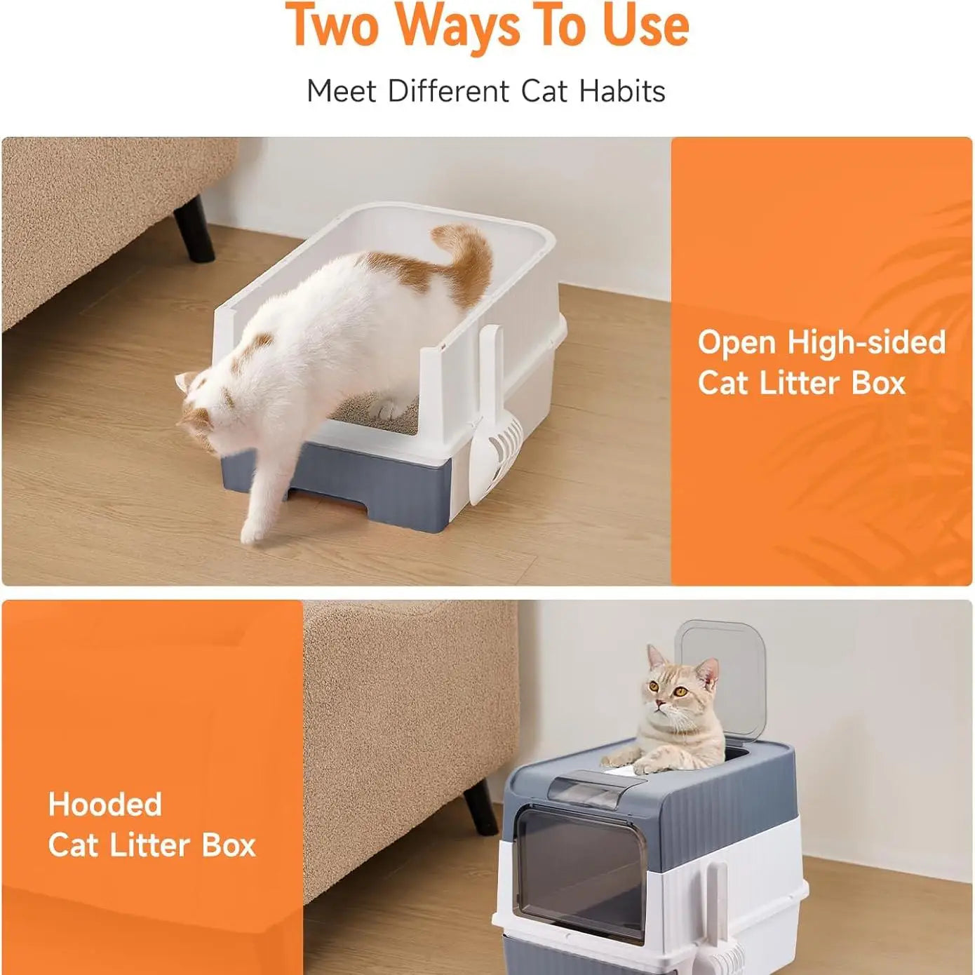 UV Sterilization Cat Litter Box Spacious Enclosed Design with Odor Control Automatic UV Lamp and Easy-Clean Drawer,Pink/Grey