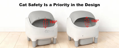DOEL Open-Top Self-Cleaning Cat Litter Box, Smart App Remote Control, Only Supports 2.4G WiFi, Automatic Cat Toilet, Wide Entrance Design, Suitable for Tofu Litter & Mixed Litter, Safety Sensor for Multi Adult Cats