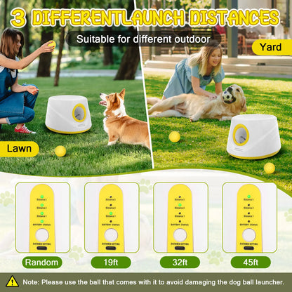 Next-Gen Automatic Dog Ball Launcher, Interactive Dog Tennis Ball Thrower With 5 ETPU Balls-Non-Toxic, Interactive Dog Toy