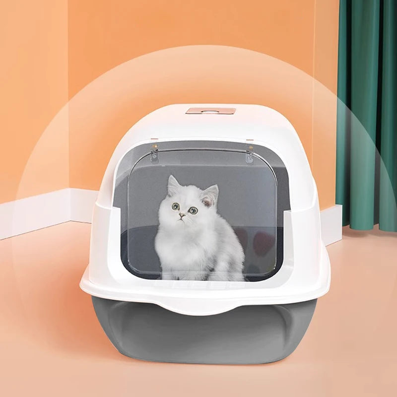 Voltsify Detachable Cat Litter Box with 180° Flip-Top & Scoop & Deodorant, 35cm W X 50 cm D X 35 cm H