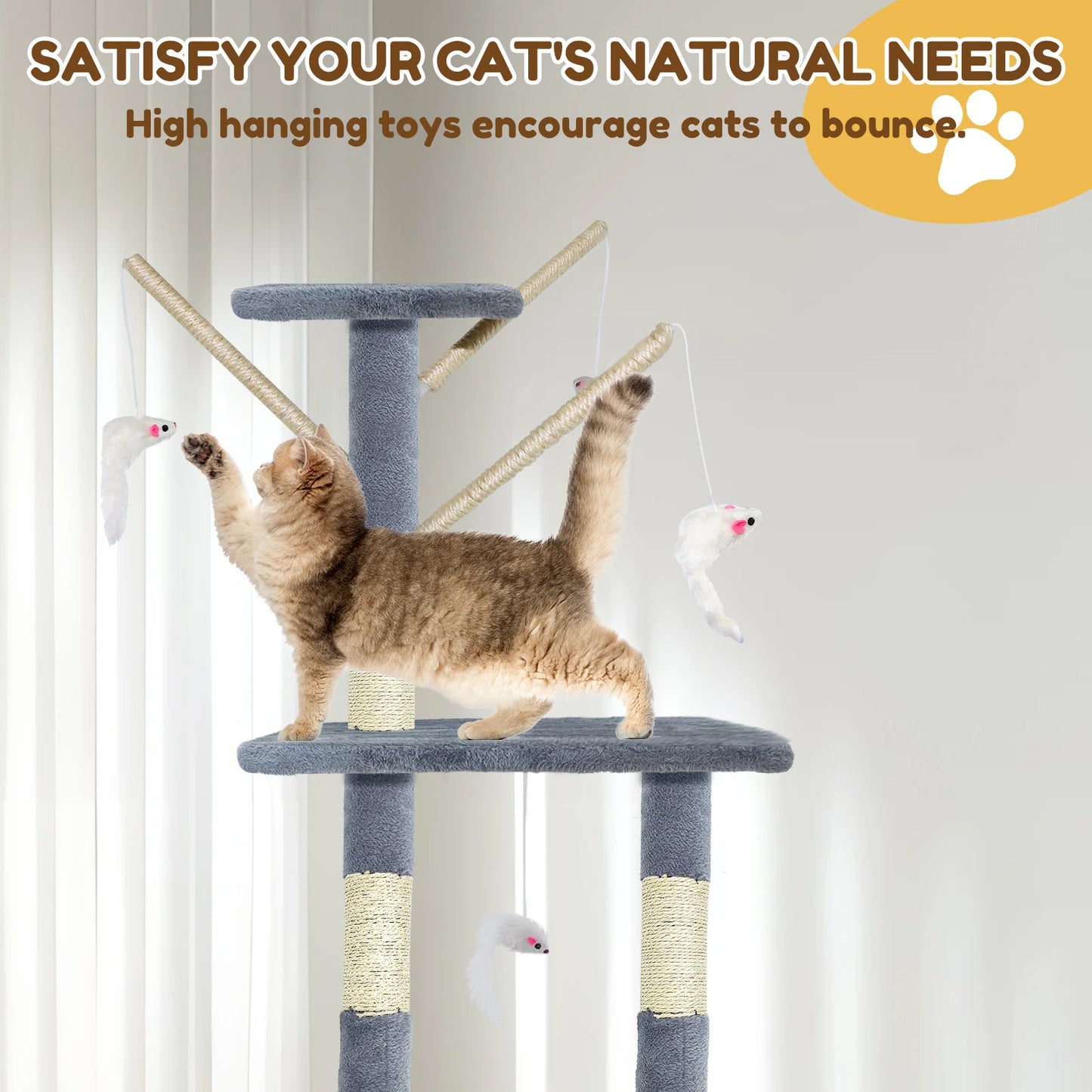 Multi-level cat climbing tower, 40/80/150 cm cat tree and climbing tower, featuring scratching panels, a felt cave and a resting area; indoor/outdoor activity centre for cats