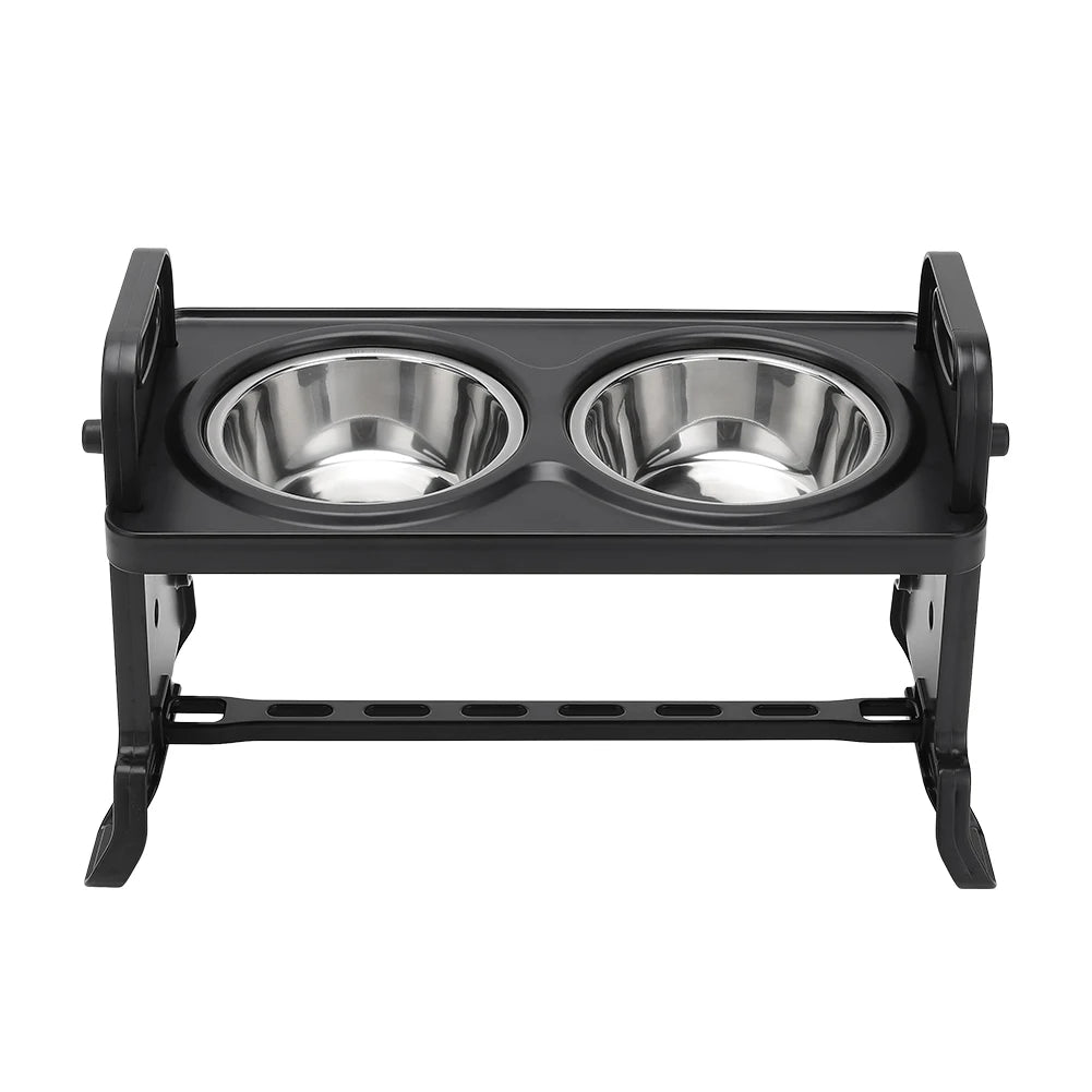 Voltsify 3-Level Adjustable Elevated Dog Feeder with 2 Stainless Steel Bowls & Non-Slip ABS Stand, Foldable & Detachable