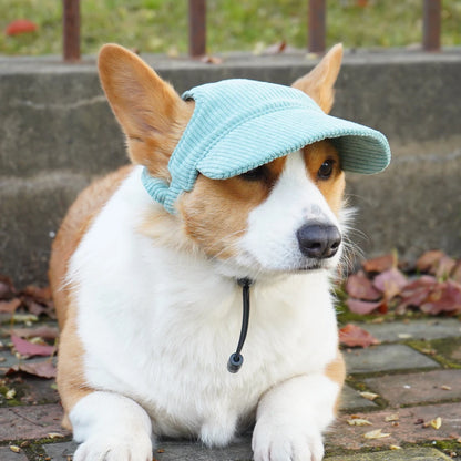 Fashion Big Dog Baseball Cap Durable Corduroy Adjustable Pet Sun Hat for Small Medium Large Dogs Golden Retriever Corgi Supplies