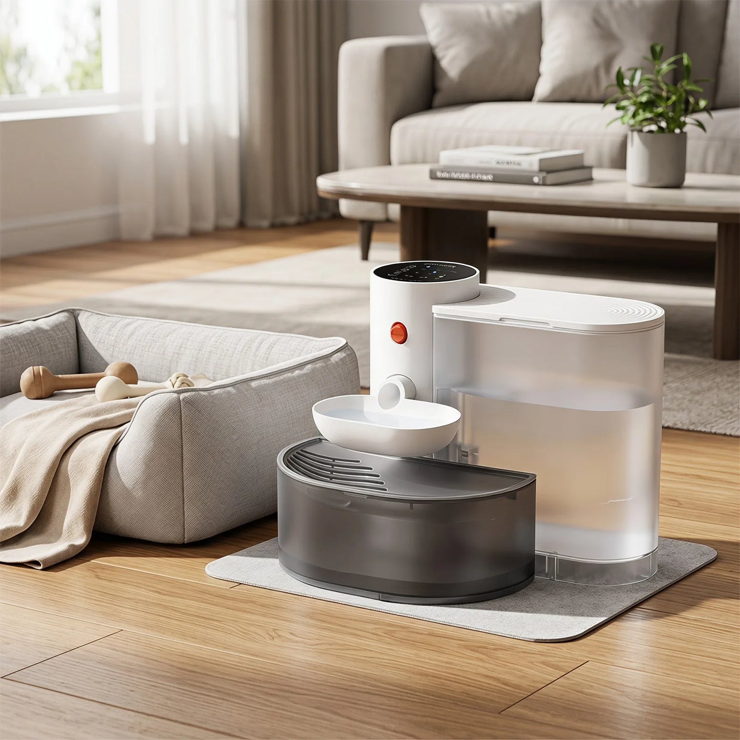 3L Smart Wireless Cat Water Fountain, No Replacement Filter, Clean & Dirty Water Separation, Automatic Pet Water Dispenser, Rechargeable Battery Operated,Ultra Long Battery Life