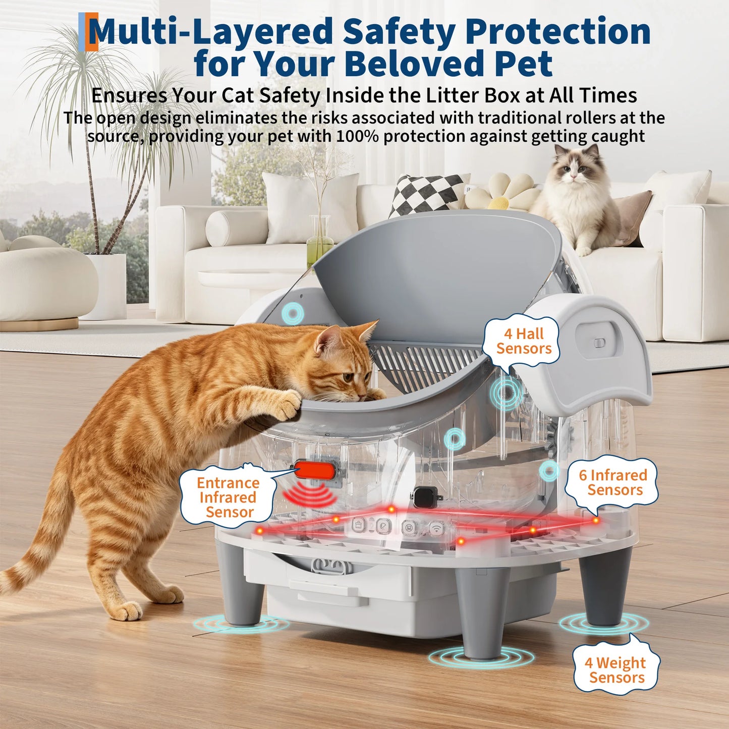 HAUSPROFI Smart Self Cleaning Litter Box Large Capacity,10.5L,Cat Toilet Supplies with Odor Control App Control for Large Cat Multiple Cat