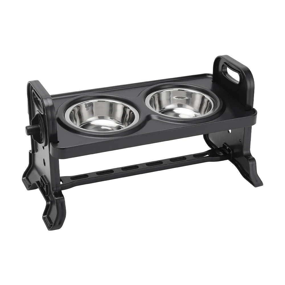 Voltsify 3-Level Adjustable Elevated Dog Feeder with 2 Stainless Steel Bowls & Non-Slip ABS Stand, Foldable & Detachable