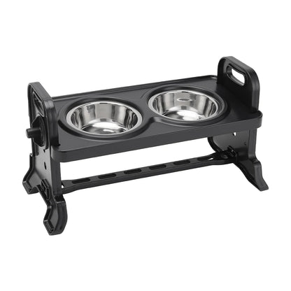 Voltsify 3-Level Adjustable Elevated Dog Feeder with 2 Stainless Steel Bowls & Non-Slip ABS Stand, Foldable & Detachable
