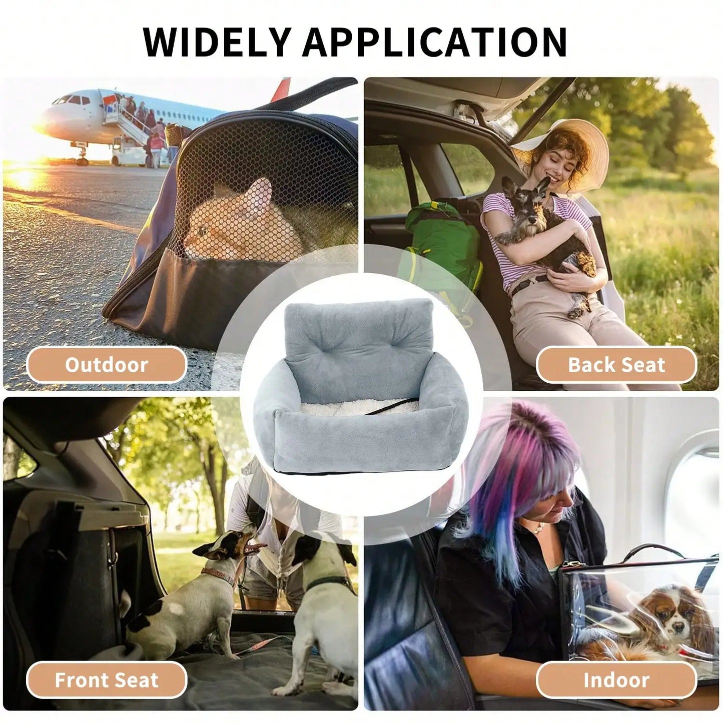 Pet Booster Seat Travel Bed, Car Seats for Car & Home, Warm Plush, Soft & Comfortable, for Pets Puppies Cats Front or Back Seat