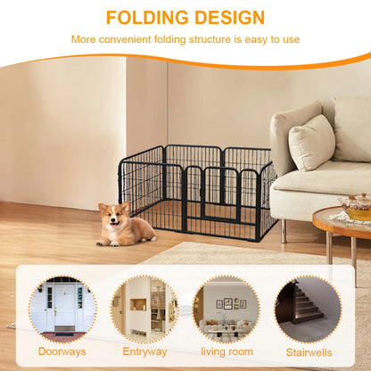 6-Panel Pet Playpen Foldable Dog Fence Cage Anti-Escape Dog Exercise Fence Heavy Duty Puppy Kennel for Small Medium Pet Exercise