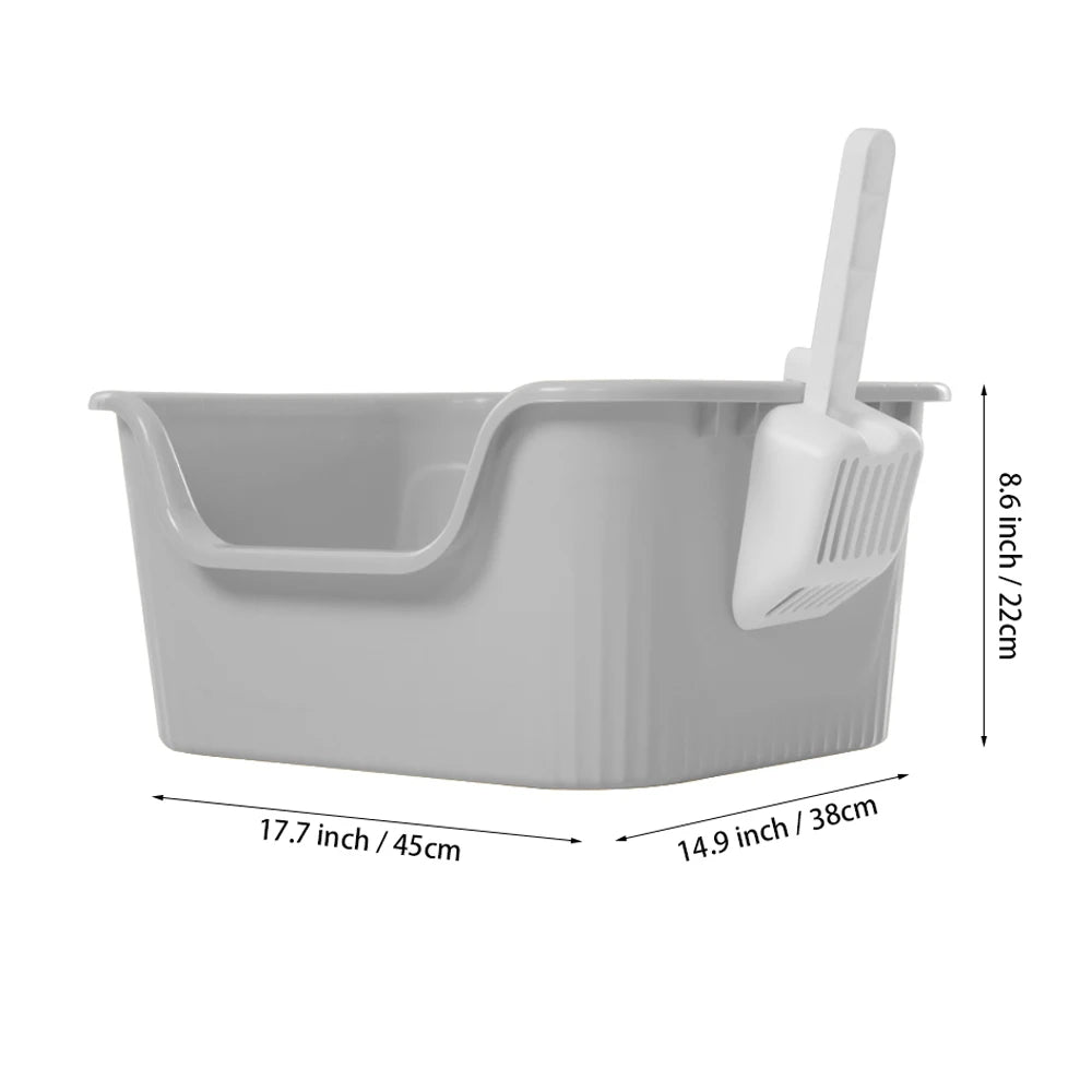 Voltsify Open Top Cat Litter Box with Scoop Low-Entry High-Sided Spacious Design for Multi-Cat Homes