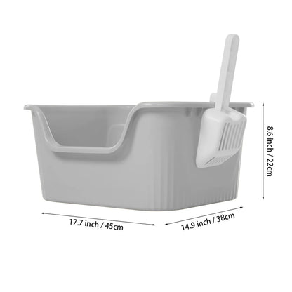 Voltsify Open Top Cat Litter Box with Scoop Low-Entry High-Sided Spacious Design for Multi-Cat Homes