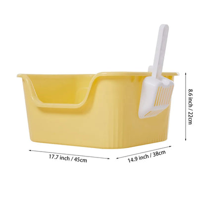 Voltsify Open Top Cat Litter Box with Scoop Low-Entry High-Sided Spacious Design for Multi-Cat Homes