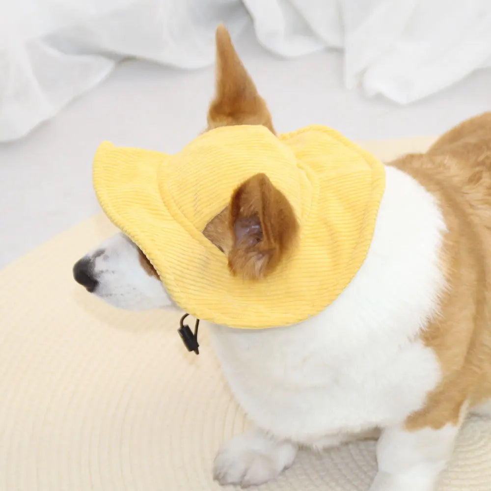 Fashion Big Dog Baseball Cap Durable Corduroy Adjustable Pet Sun Hat for Small Medium Large Dogs Golden Retriever Corgi Supplies