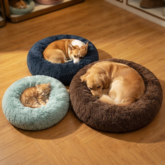 Soft Round Plush Bed donut bed donut dog bed