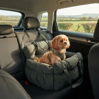 booster dog car seat with seat belt small medium dogs UK highway code,  pet car seat, dog seat