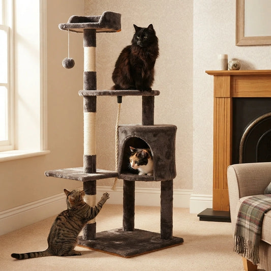 multi level cat tree sisal posts condo top perch indoor cat tower