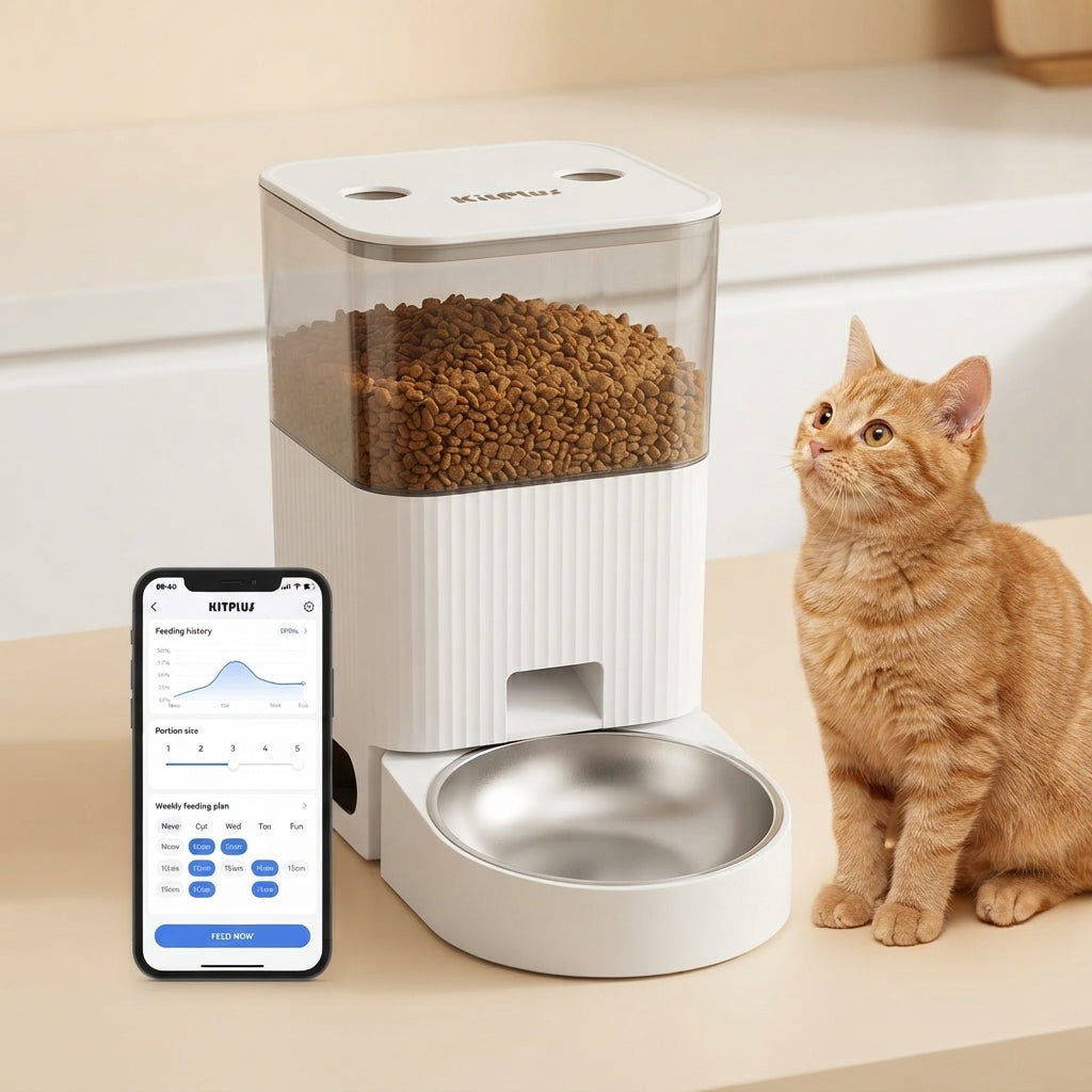 smart automatic cat feeder app control timer locked lid dry food
