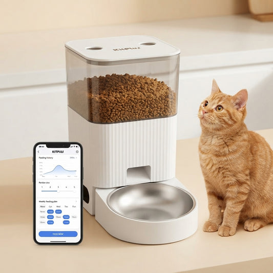 smart automatic cat feeder app control timer locked lid dry food