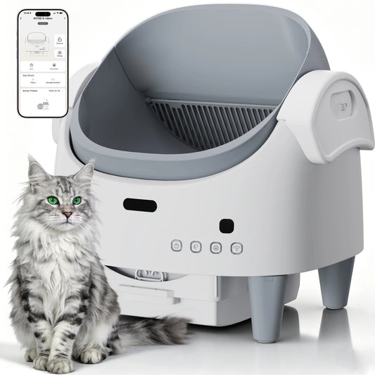 smart self cleaning cat litter box with app & odour control open top litter box