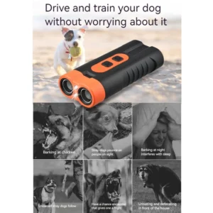 Ultrasonic Dog Repeller Rechargeable Anti Barking Device with LED Flashlight Dog Training Device Dog Trainer Safe for Dogs