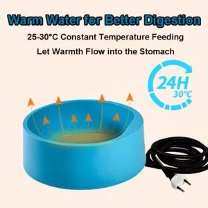kf-S5263398dada044c3b3067c0db68be2529 Heated Water Bowl 2.5 L/84.53 Oz Heated Pet Water Bowl Outdoor Heated Dog Dish Provides Drinkable Water in Winter for Dog & Cat