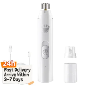 Electric Dog Nail Grinder USB Rechargeable LED Light Pet Nail Clipper Painless 2-Speed with Polisher Wheel for Pet Paws Grooming